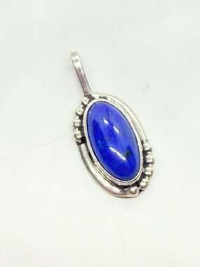 HB Sterling Silver Lapis Lazuli Oval Pendant